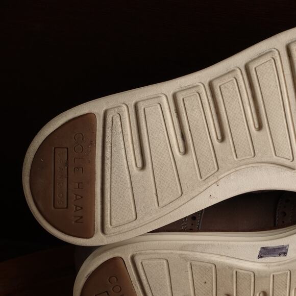 Cole Haan Oxfords Mens SZ 8.5M Gray Brown Grand OS Leather Wingtip Dress Shoes - Picture 12 of 15